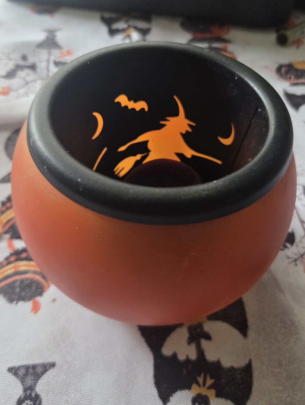 White Barn Orange Witch Silhouette Tealight Holder